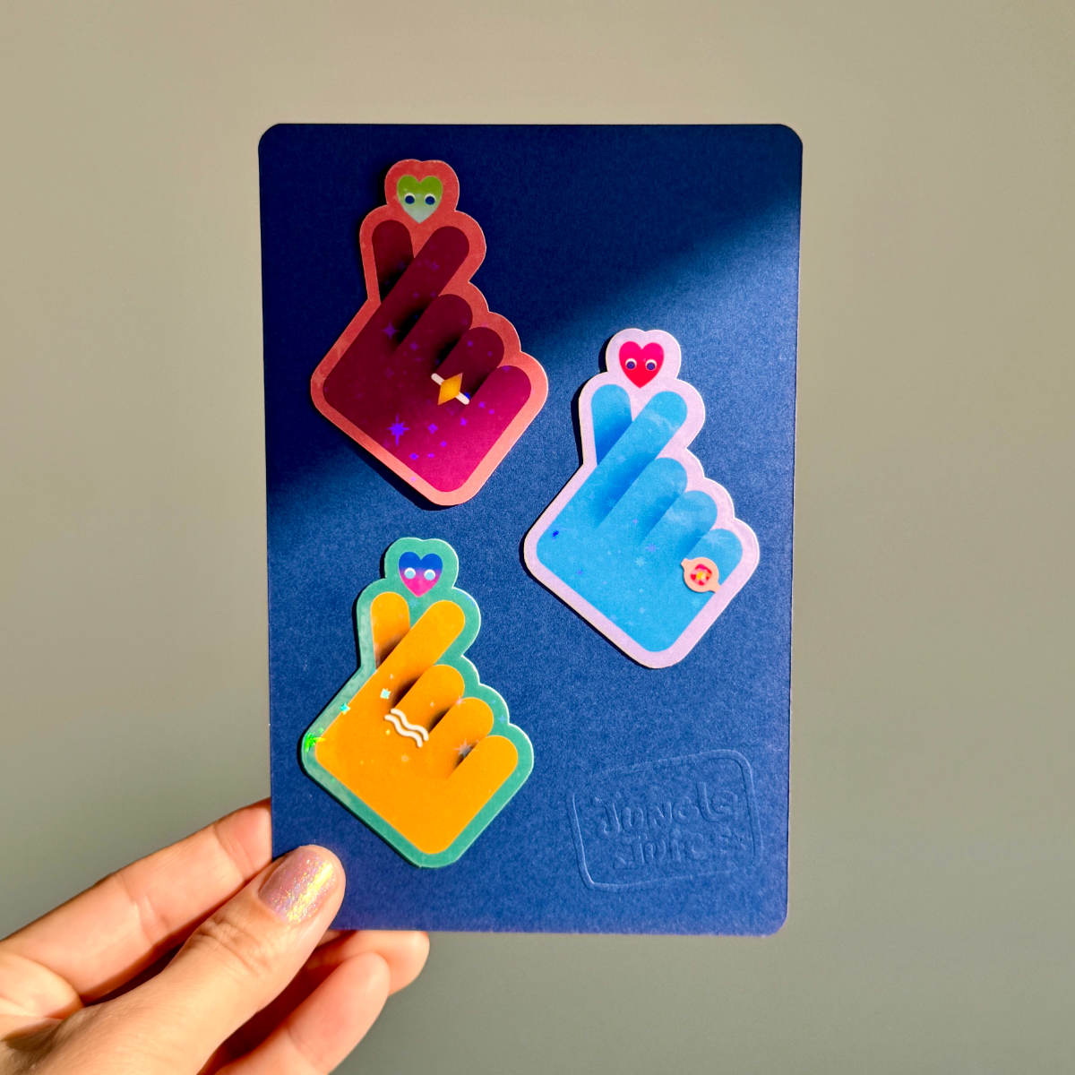 Finger heart stickers (3)
