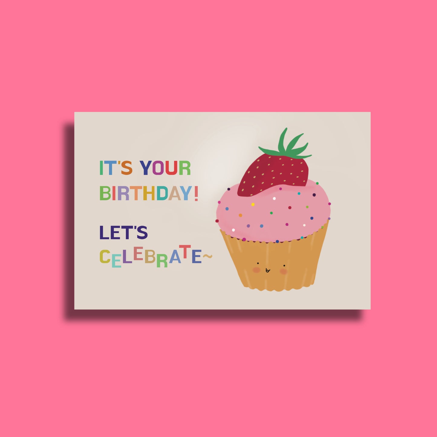 Birthday cupcake postcard
